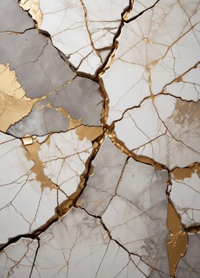 Cracked marble with gold accents