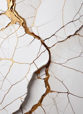 White marble with gold cracks