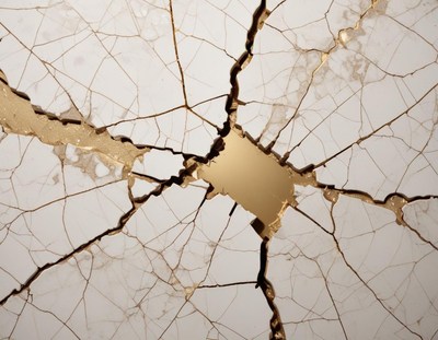 White marble with gold cracks