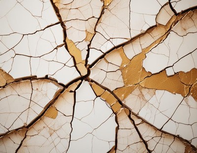 Cracked earth in a desert landscape