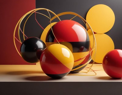 Vibrant shapes form a modern abstract design