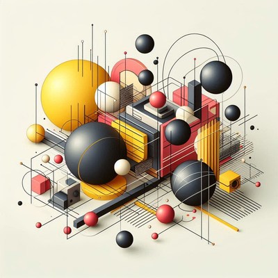 A colorful abstract design with geometric shapes