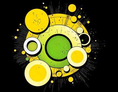 Abstract design featuring yellow and green circles