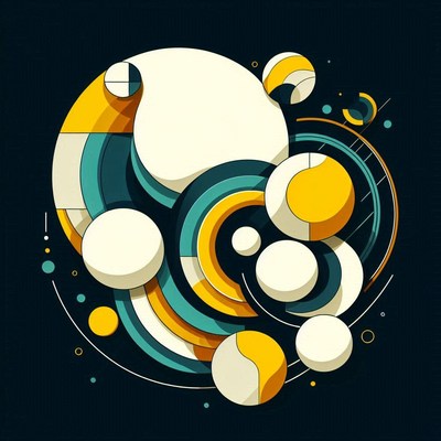 Abstract geometric design with yellow and teal circles