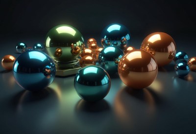 A large, green sphere rests on a base