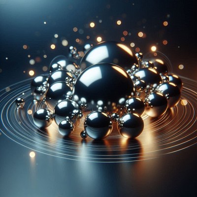 Shiny spheres sit on a ring of light