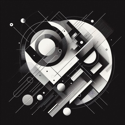 Abstract geometric shapes in a black and white design