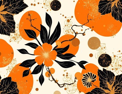Bright orange flower blooms with black leaves