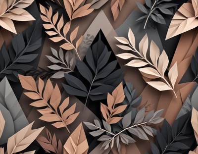 Paper leaves in brown, black, and gray