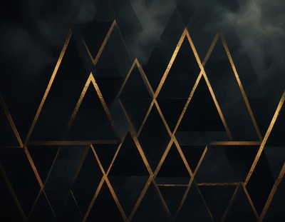 Golden lines outline black triangles