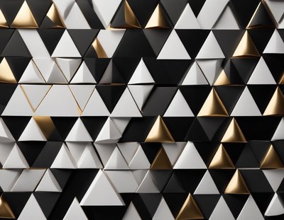 A close-up view of black, white, and gold triangles