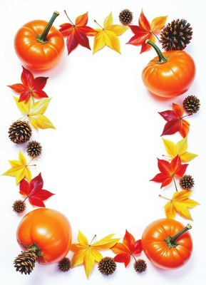 Fall pumpkins and leaves create a festive frame