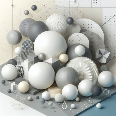 Digital art of spheres and geometric shapes