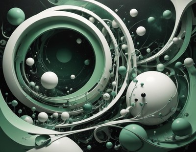 Abstract 3d rendering of spheres and swirls