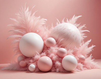 Pink spheres nestled in soft feathers