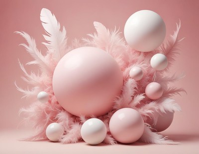 Pink spheres nestled in fluffy feathers