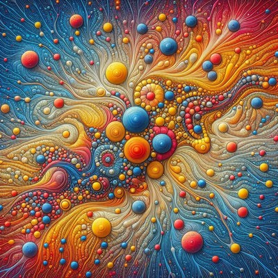 A colorful abstract painting with swirling patterns