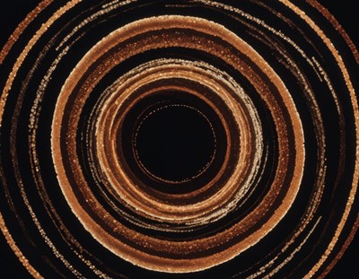 Golden light circles a black void