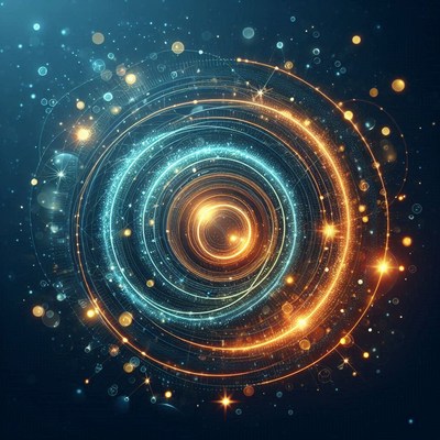 Glowing digital pattern on dark blue background