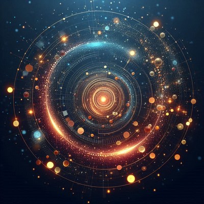 A glowing spiral galaxy with bright stars