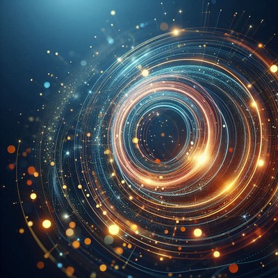 Abstract light circles on a dark blue background