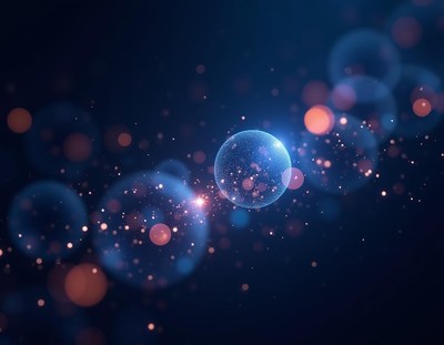 A blue orb glows in the dark