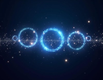 Blue glowing rings against a dark background