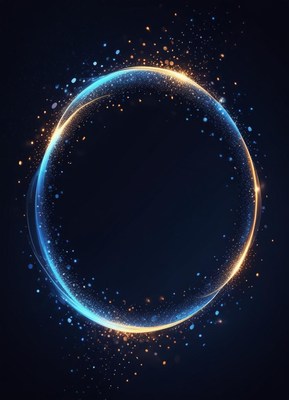 Blue and gold glowing circle on a dark background