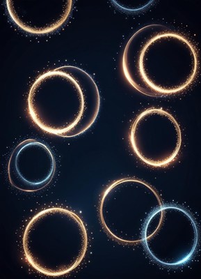 Glowing Golden Blue Rings