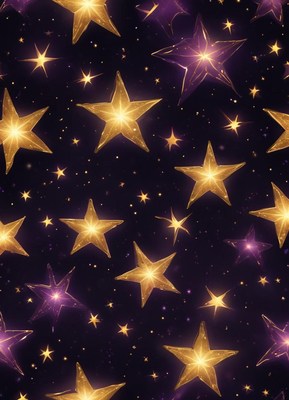 Golden stars shine brightly in the night sky