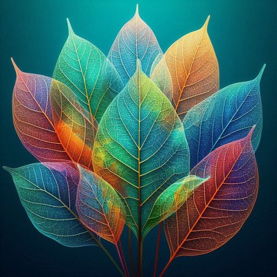 Intricate leaves on a teal background