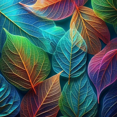 Colorful leaves arranged in a pattern