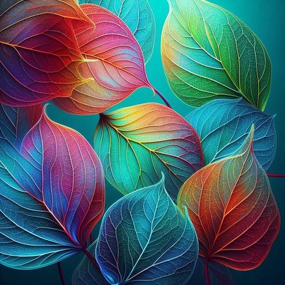 Colorful leaves in a vibrant display