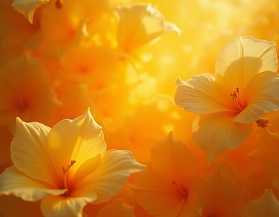 Yellow flowers bloom in the warm summer sun