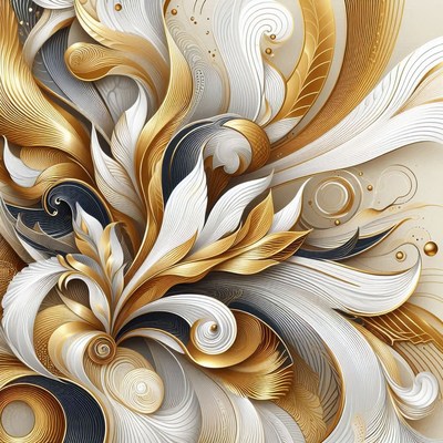 Golden and white abstract floral design