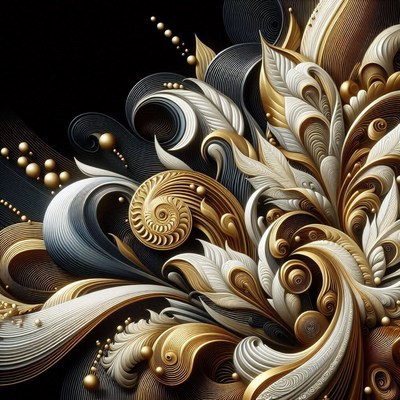 Abstract gold and black floral design