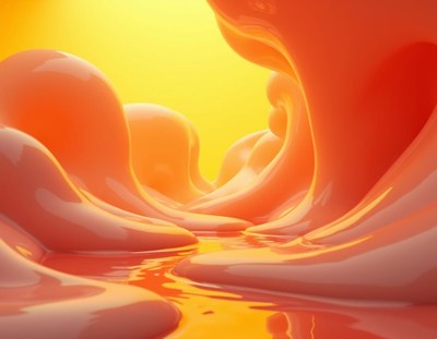 A digital landscape with glowing orange hills