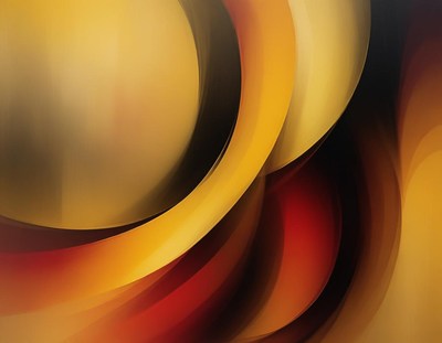 Abstract art with golden and red swirls