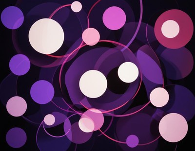 Purple and pink circles overlap on a black background