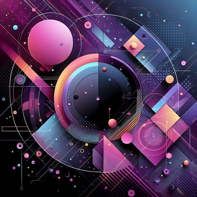Vibrant geometric design with circles and squares