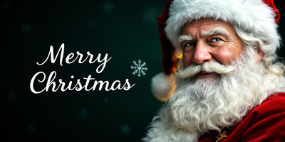Santa claus smiles for a christmas greeting