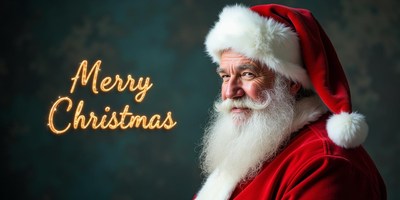 Santa claus wishes a merry christmas