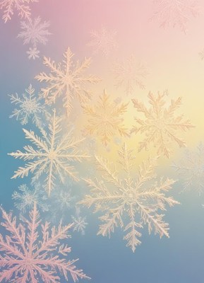 Colorful Snowflakes on Gradient Background