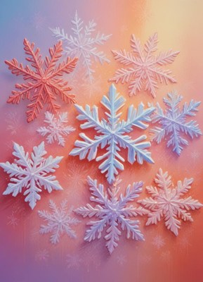 Colorful Snowflakes on Gradient Background