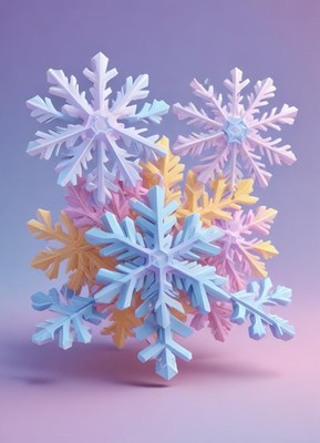 Colorful snowflakes on a purple background