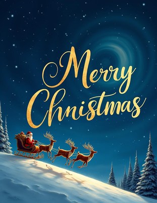 Santa claus is delivering gifts on a snowy night