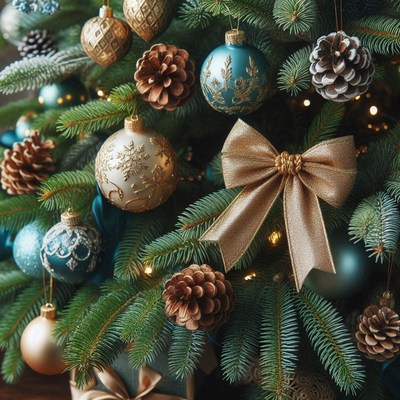 A close-up of a decorated christmas tree