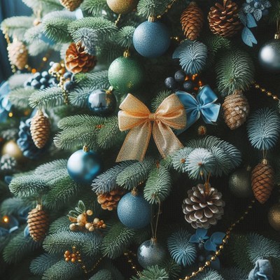 A close-up of a decorated christmas tree