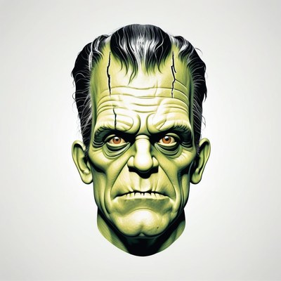 A close-up portrait of frankenstein's monster