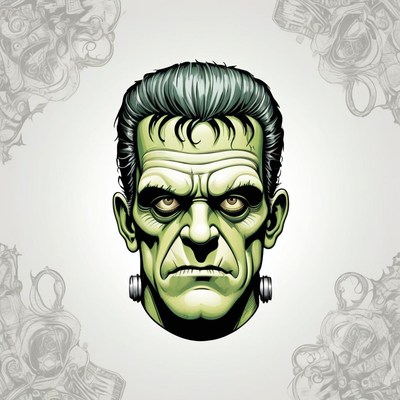 A close-up illustration of frankenstein's monster